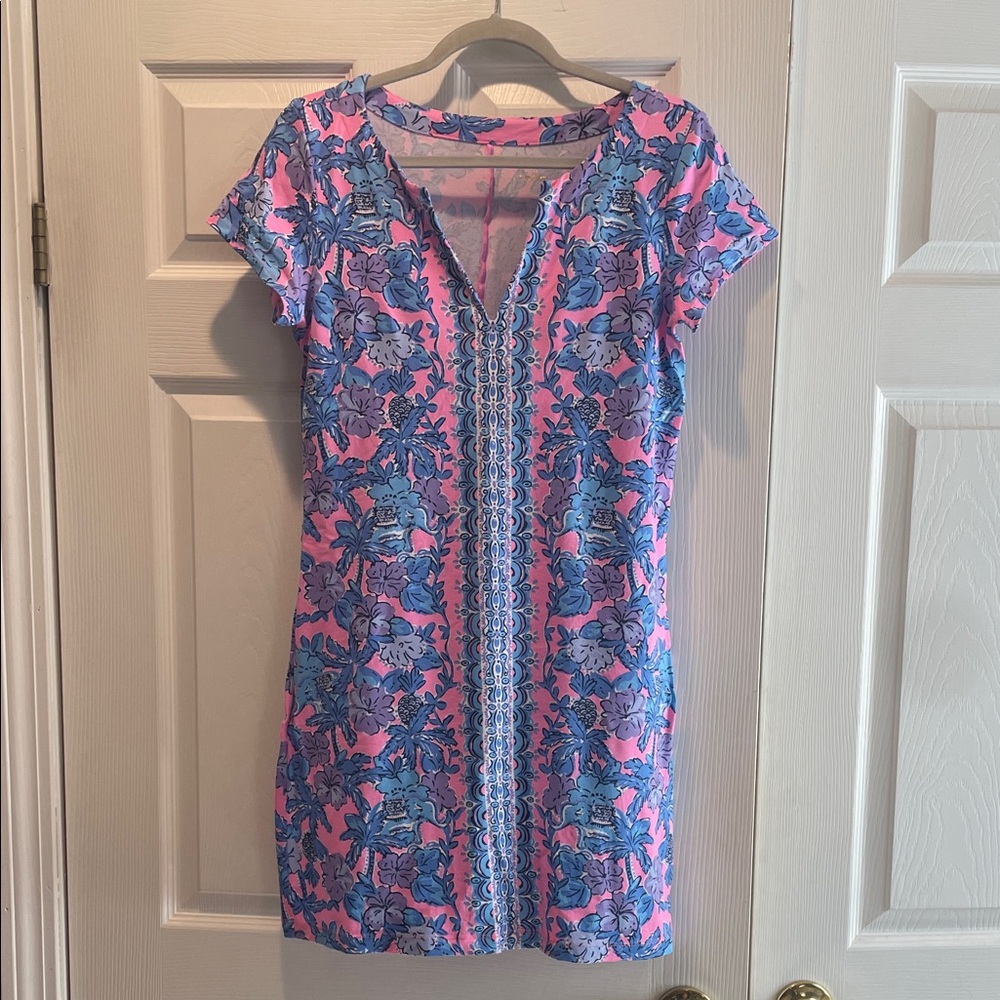 Lilly Pulitzer Pink and Blue Floral Dress-Size M